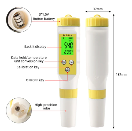 Digital pH Meter with Automatic Calibration for Accurate Liquid Testing